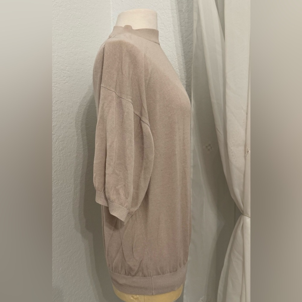 NEW VINTAGE PRONTO UOMO Silk Cotton Beige Knit Mock Neck Sweater Size L NEW $698 - Picture 2 of 5